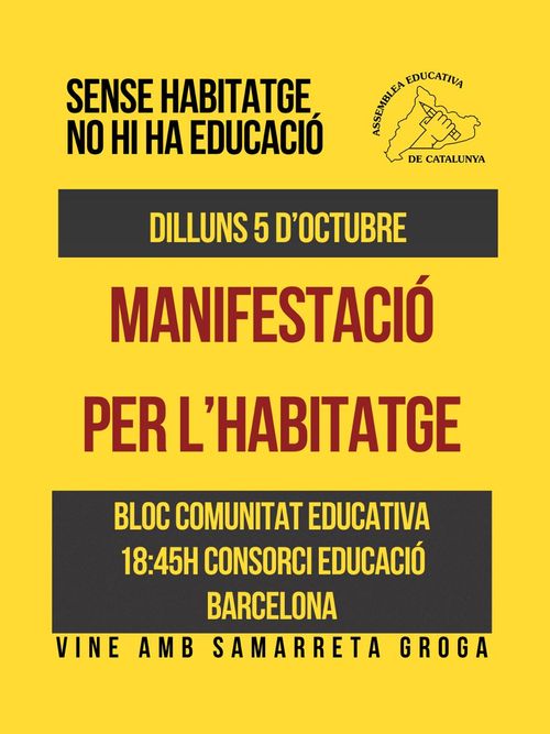 Manifestació per l'habitatge Bloc comunitat educativa