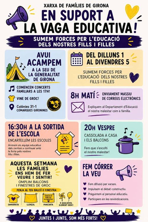 Famílies de Girona en suport a la vaga educativa